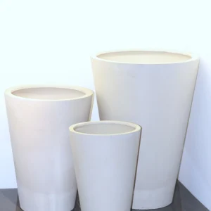 7120 Γλάστρα fiberstone στρογγυλή κωνική λευκό